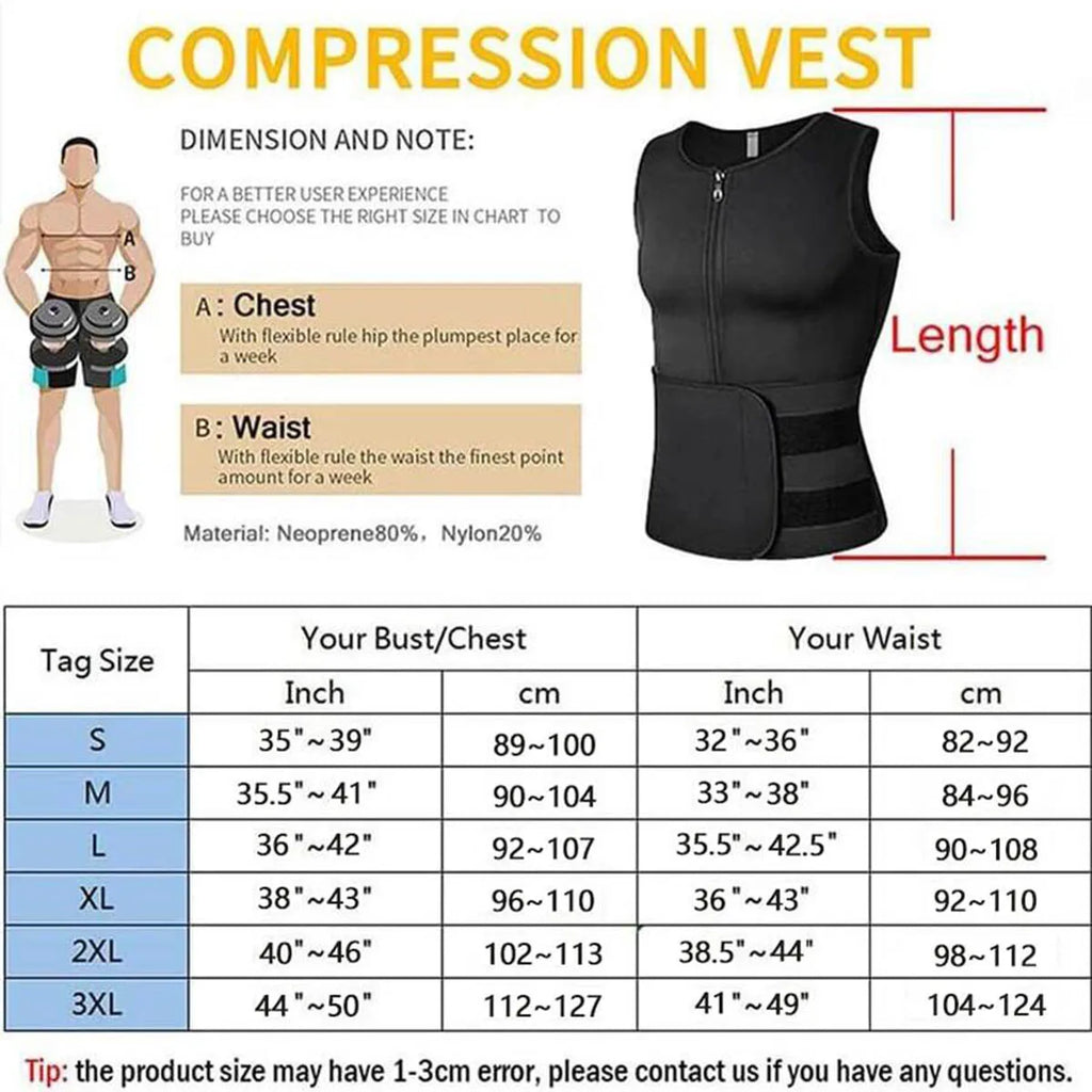 Sauna Vest for Men with Waist Trainer