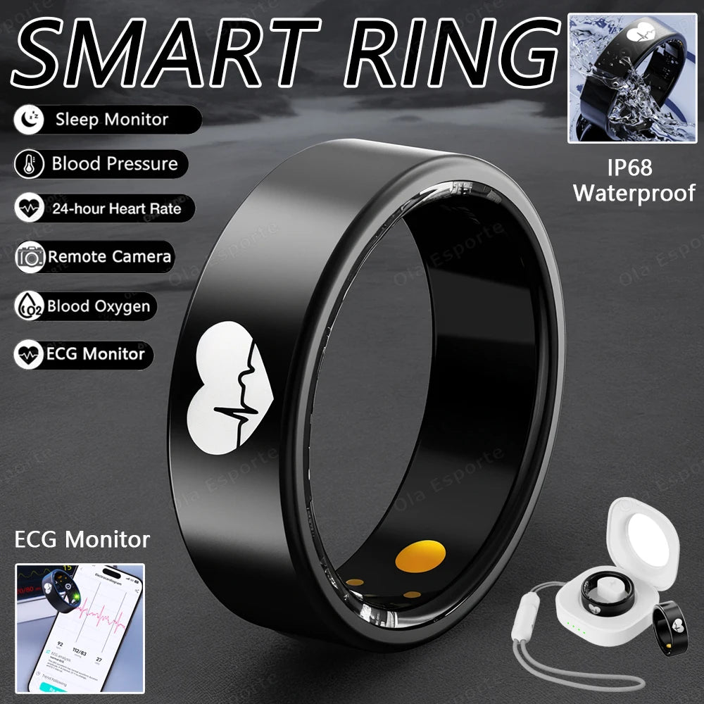 New ECG Monitor Smart Ring Heart Rate Blood Oxygen Health Monitoring