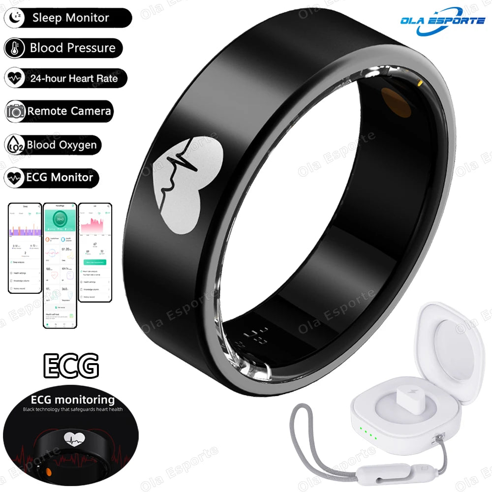 New ECG Monitor Smart Ring Heart Rate Blood Oxygen Health Monitoring